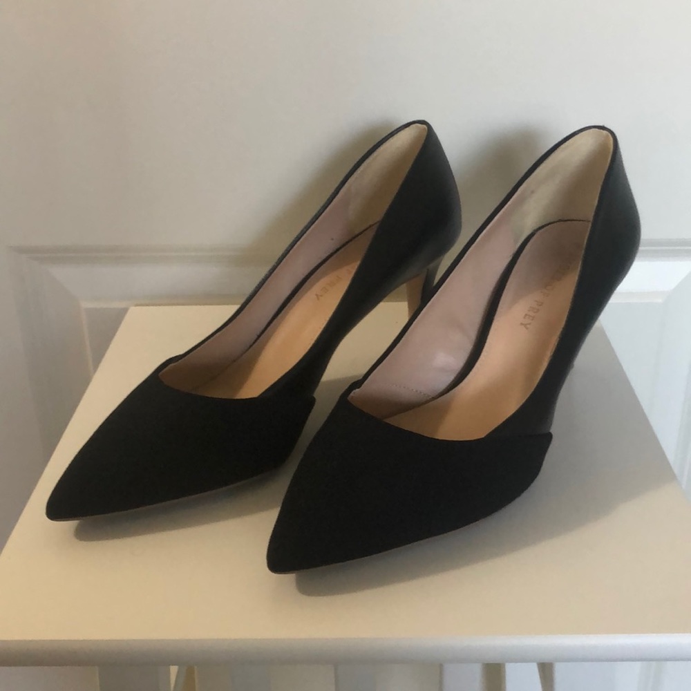 Black Vegan Leather & Suede Pumps